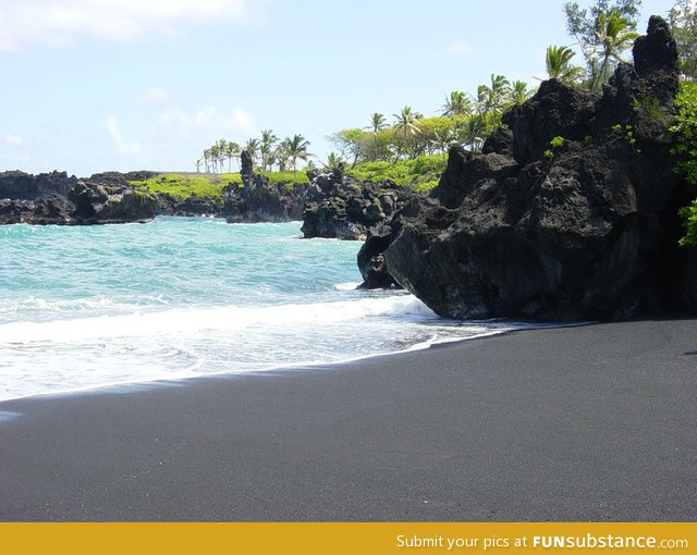 Black sand beach in Hawaii