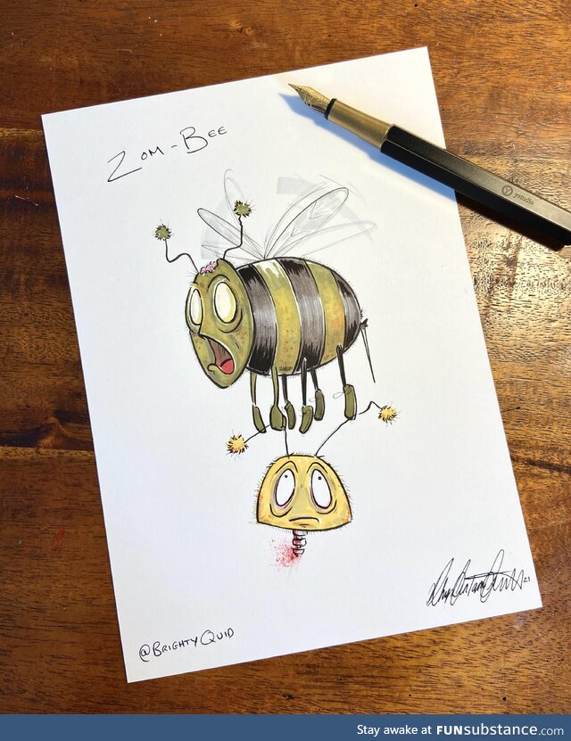 Zom-bee for Halloween - Ink Drawing