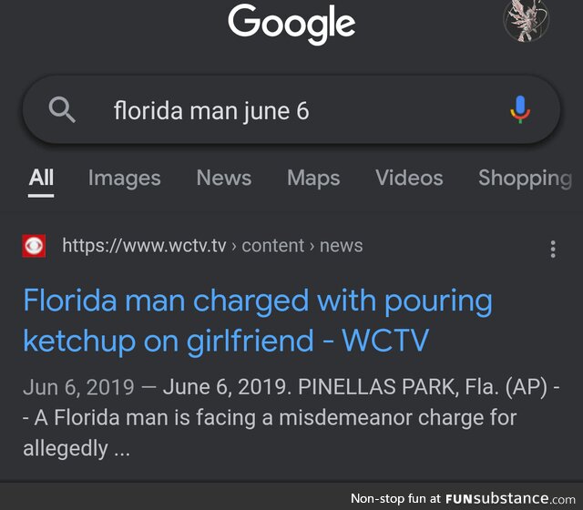 Google florida man and your birthday next to it, ill start