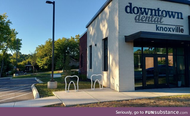 These teeth bike racks just look like someone bending over