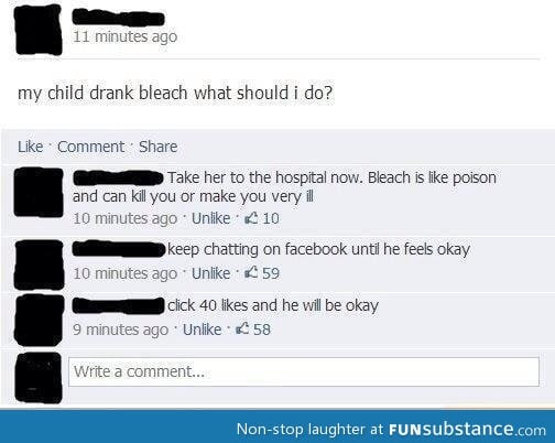 Child drank bleach