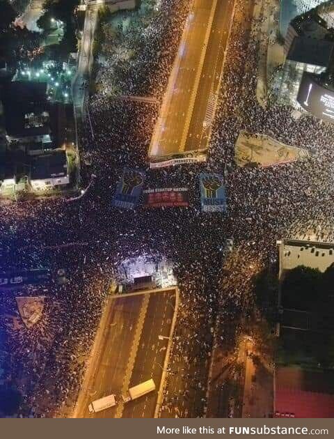 Israelis out in Tel Aviv protesting the overhaul of the country’s judiciary