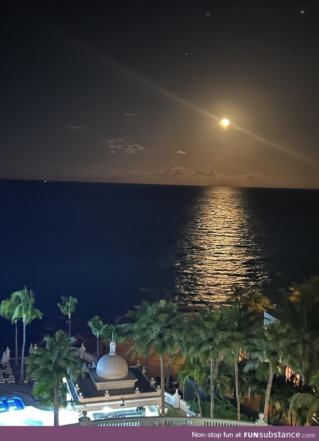 Moonlight from our hotel room in Cancun