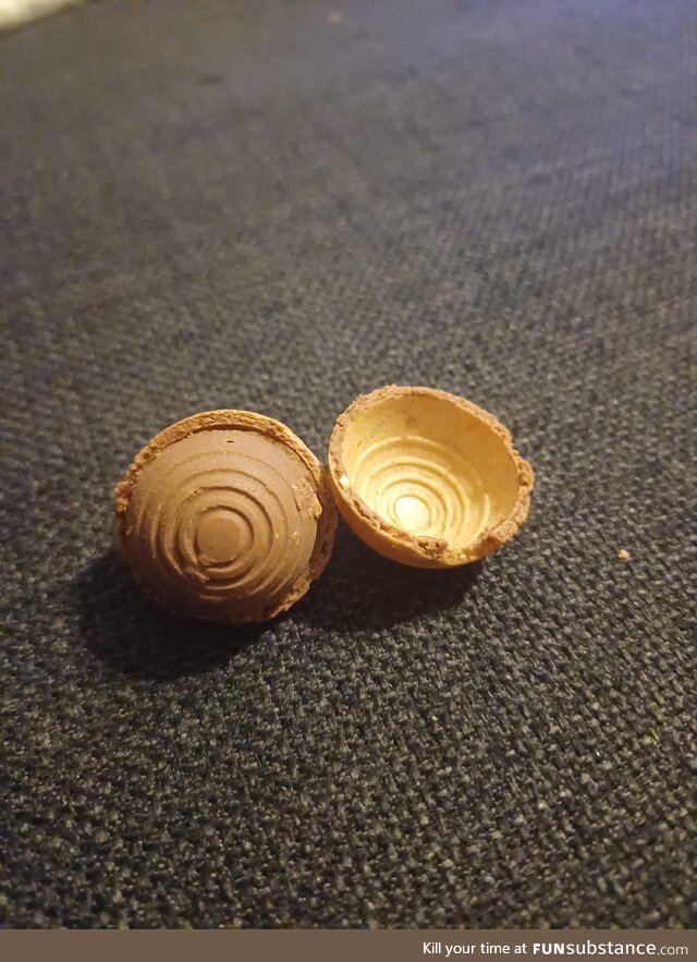 The inside of a Ferrerro Rocher