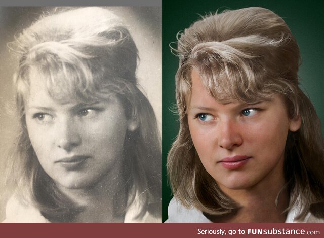 Restored & Reimagined the photo of a or's grandmother whom they never got to see in