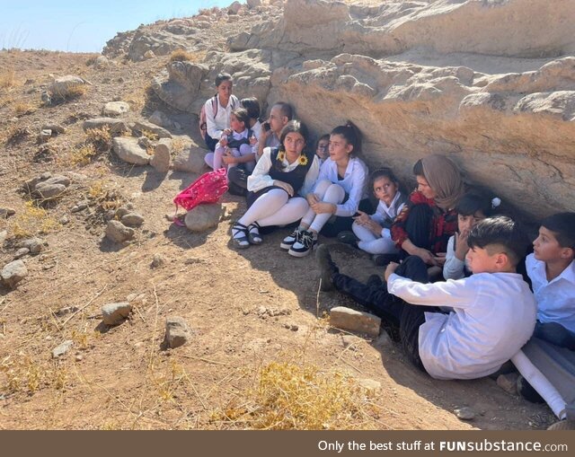 School children seek shelter following Iranian drone attacks in the Kurdistan Region's