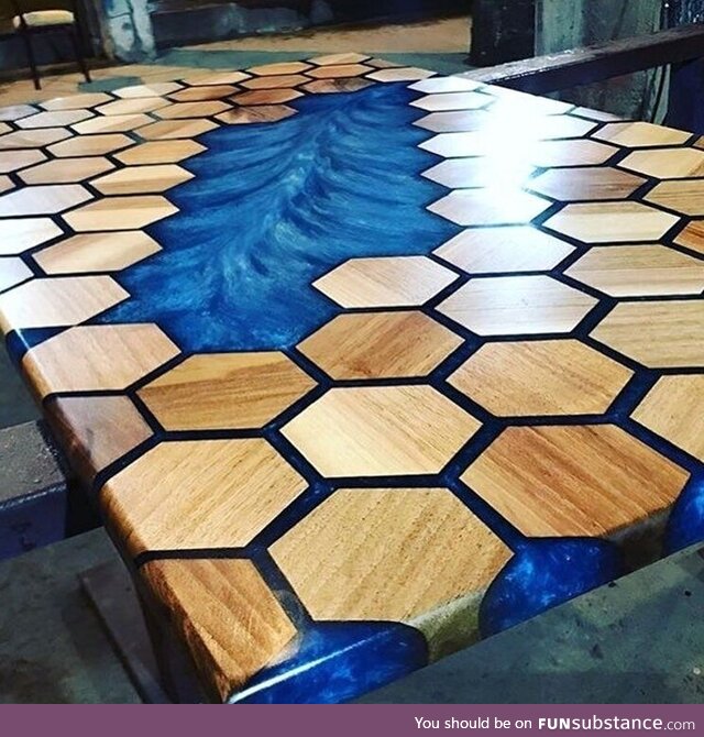 Blue epoxy table