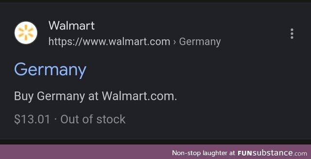 Wanted to buy Germany, but it is out of stock