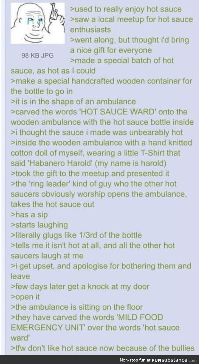 Anon likes hot sauce