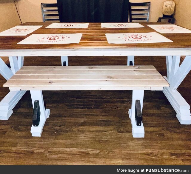 My brand new dining room table I built myself completely from scratch