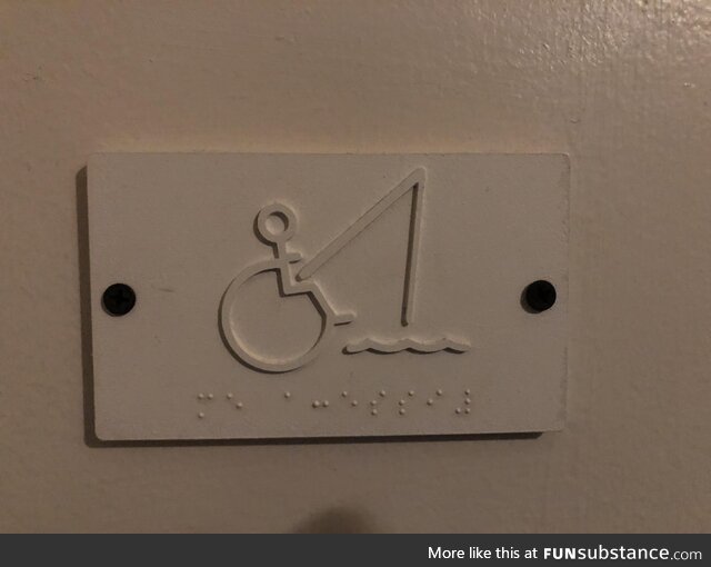 Bathroom sign for the men’s handicap stall. Can’t confirm if this is accurate for men