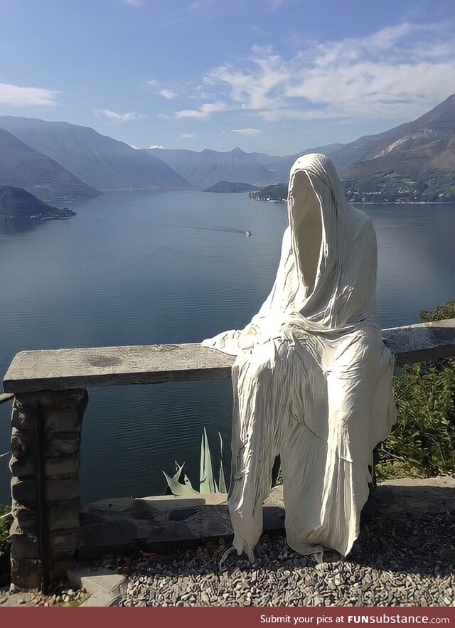 Ghost sculpture in the castle of Vezio, Italy