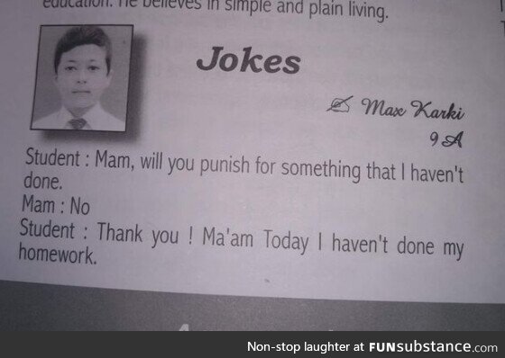 A joke in a school's magazine