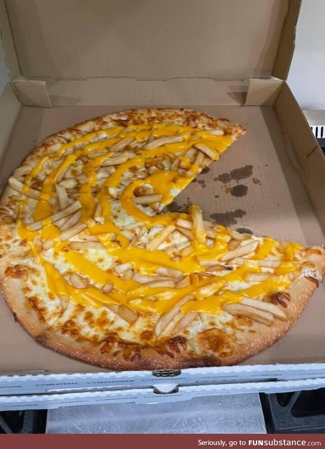 Ordered a large pizza and cheese fries. They delivered this