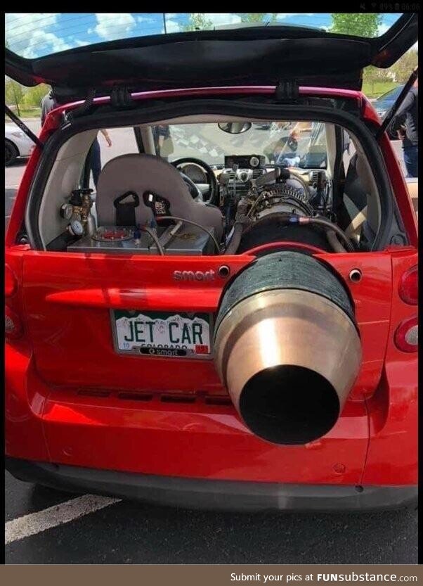 Lifted smart car is nice, but how about jet car!