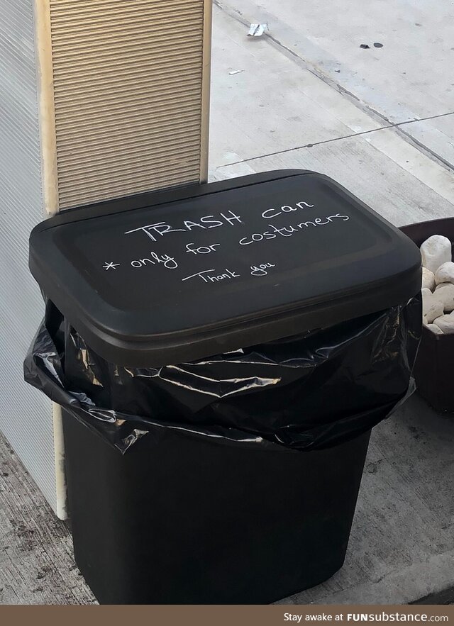 This very specific trash can at a coffee shop in NYC yesterday