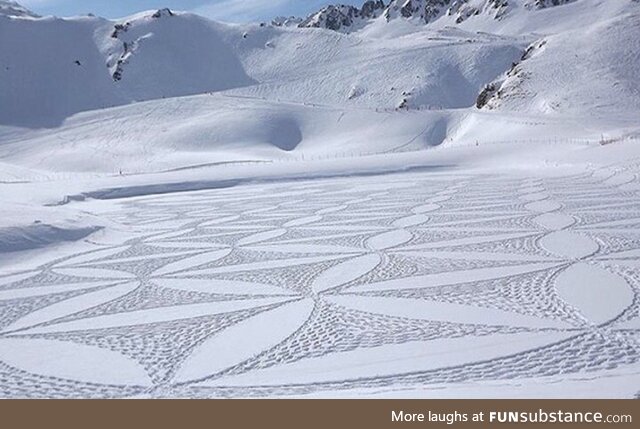 Man Walks All Day to Create Spectacular Snow Patterns