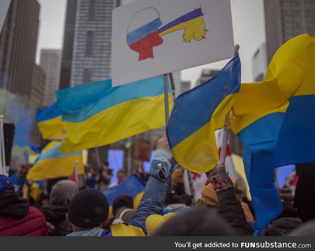 [OC] From the Stand With Ukraine rally in Toronto today (NSFW)