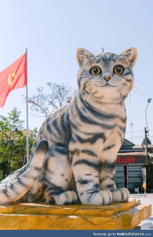 Giant cat statue in Quang Tri province, Viet Nam