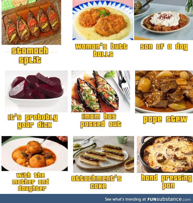 Some Turkish food names translated to english