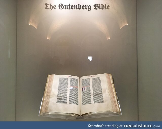 A Gutenberg Bible, from the 15th century, one of the oldest major printed books (OC)