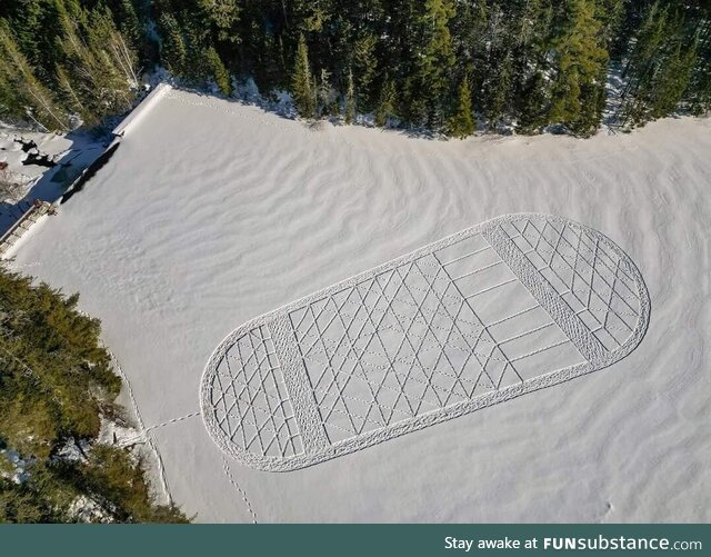 Snowshoe art. A snowshoe made using snowshoes