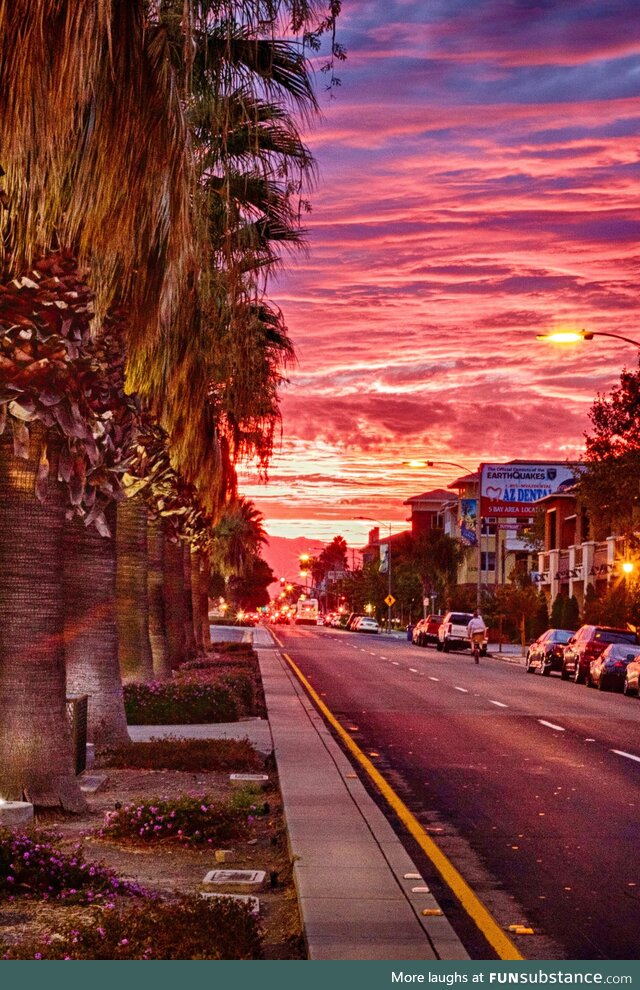 Sky on fire near sunset in San Jose, California