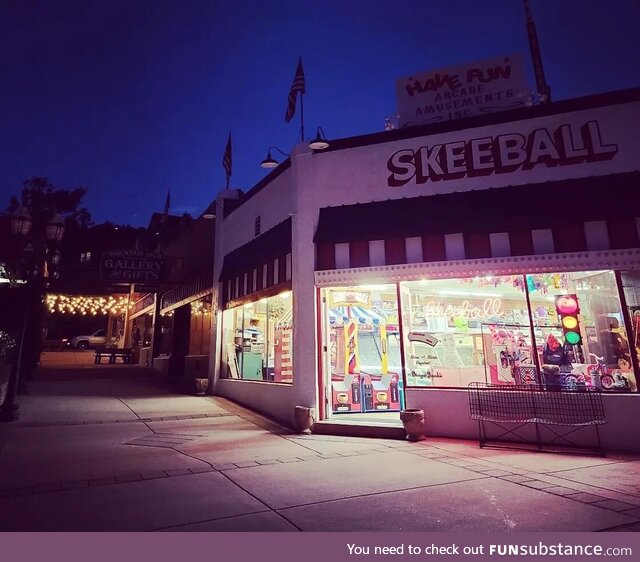 The Manitou Springs Penny Arcade at Night