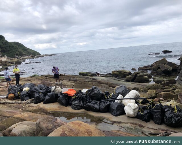 The amount of trash we picked up within 3 hours at the beach