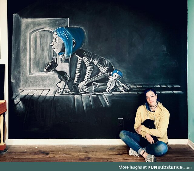 Coraline chalk drawing! (oc)