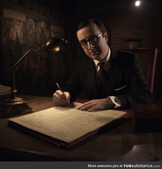 John Oliver signing the Magna Carta (1215, colorized)