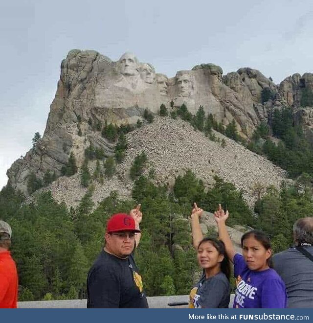 Native americans at mount rushmore (black hills south dakota)