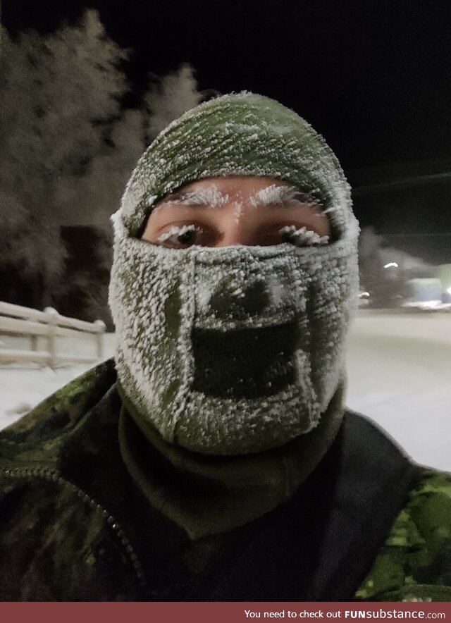 After 15 Minutes Outdoors at -50°C While Walking To Work