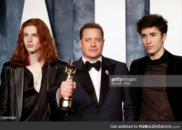 Brendan Fraser and sons...Or, secret king of a vampire dynasty moonlighting as an actor?