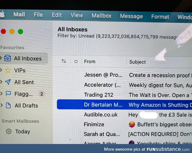 Woke up to 9 QUINTILLION unread emails
