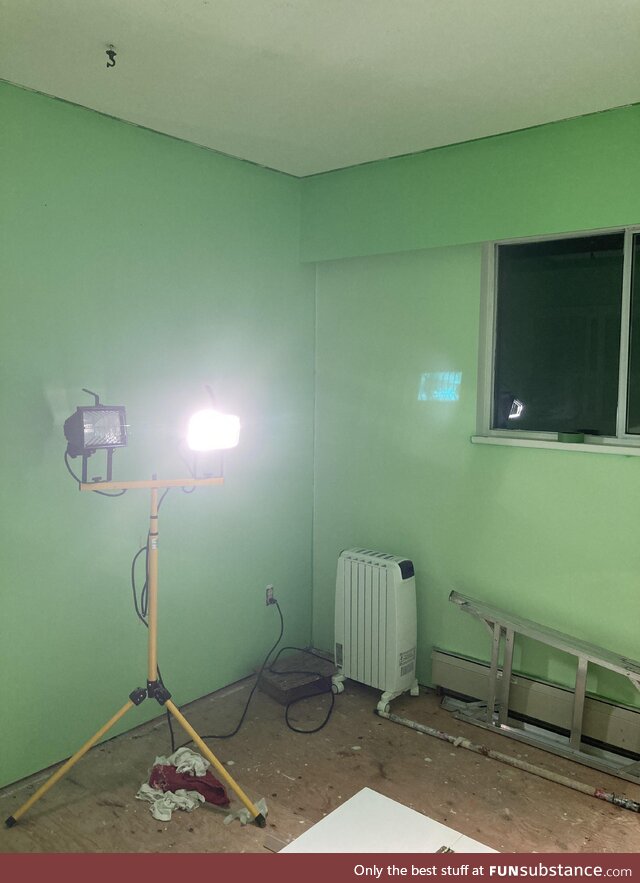 My friend decided to paint his room. He immediately regretted his choice of colour