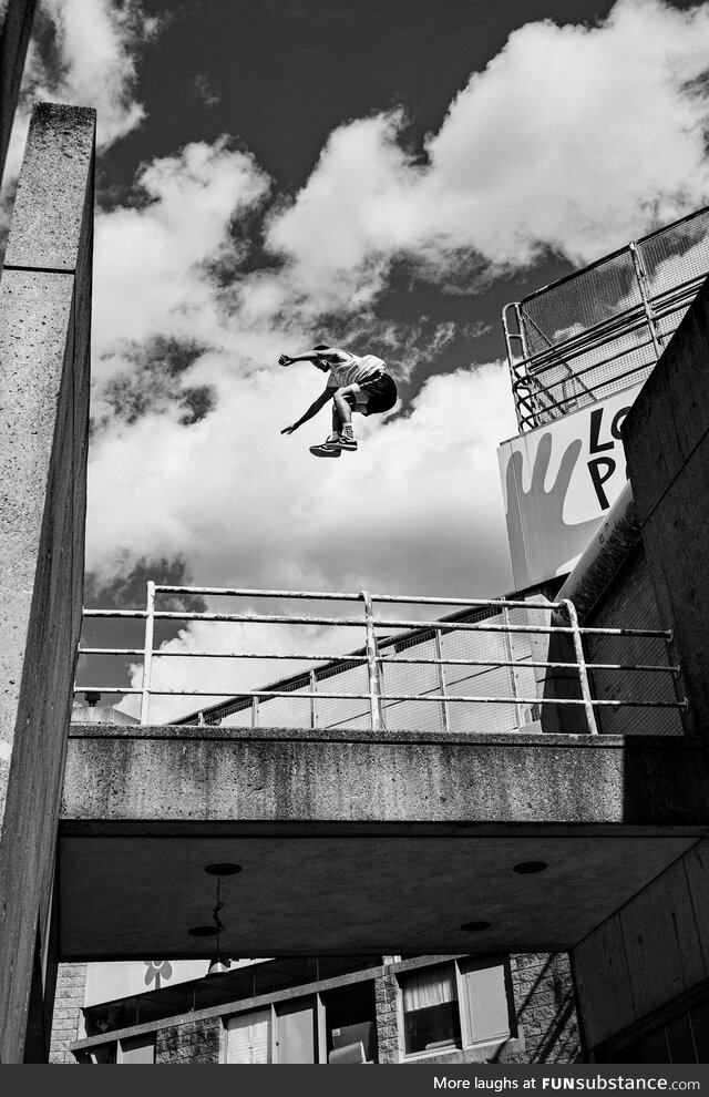 A picture I took of a parkour athlete