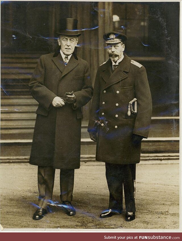 Woodrow Wilson and George V in 1918. This is the earliest photo of a US President with a