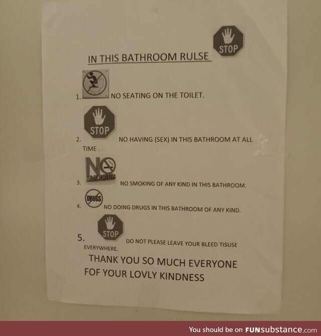 Bathroom rules (mall near Vancouver Canada)