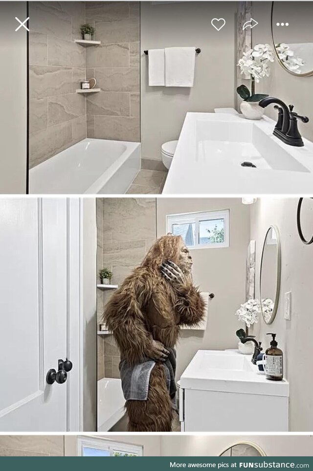 This home listing on Zillow features a towel-laden Sasquatch