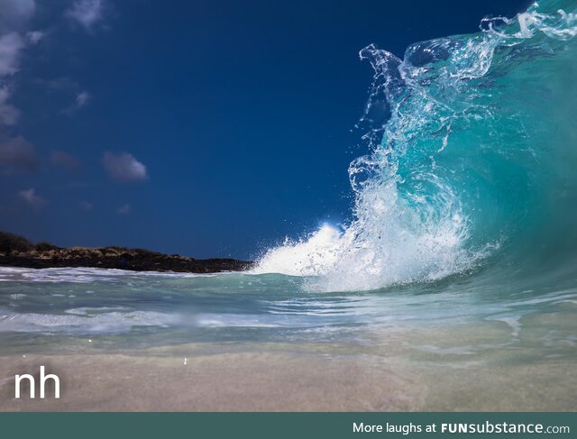 Kua Bay waves. Kona clouds peeking too