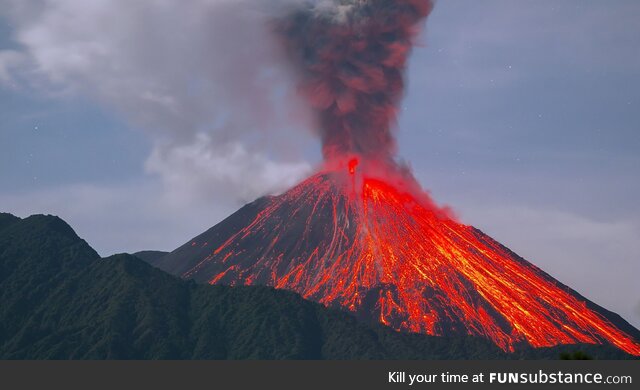 Volcano erupting