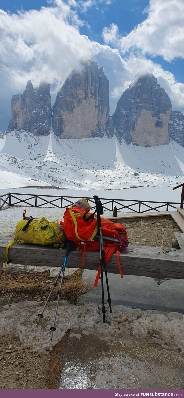 Italian mountains Tre Cime di Lavaredo dolomites from Rifugio Locatelli...A spectacle!