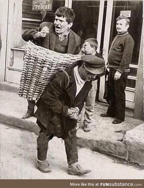 Pub employee who specifically employed to carry wasted customers to their homes. 1960s,