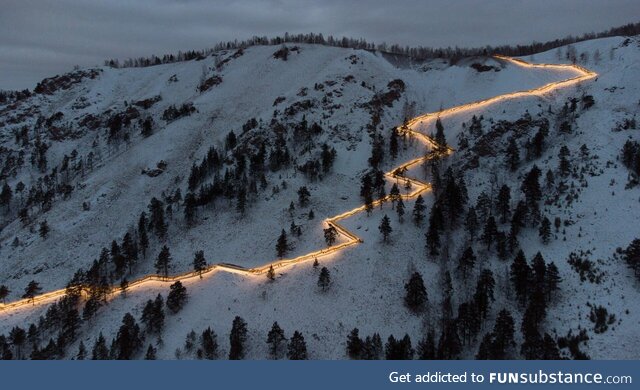 The longest staircase in Siberia (near the Krasnoyarsk city)