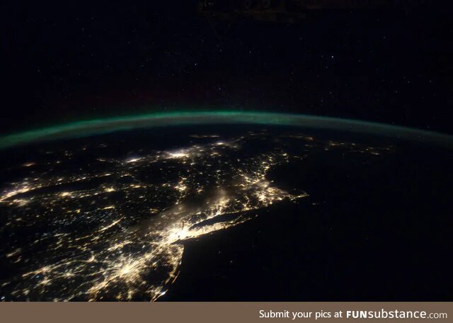 The East Coast of the United States at night as seen from outer space