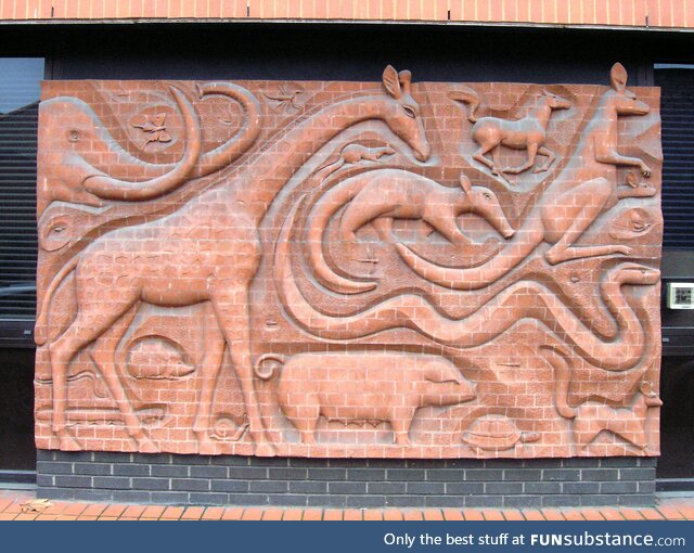 One of five Ibstock brick panels, Bristol Eye Hospital. Made 1996 by Walter Ritchie