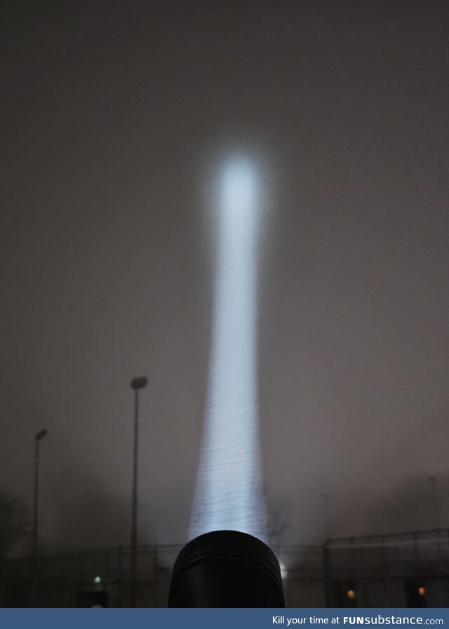 Foggy morning and a throwy flashlight