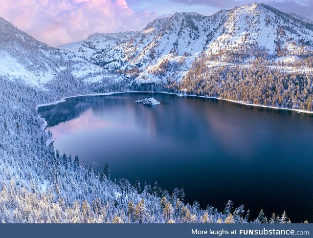 Lake Tahoe after a snowstorm