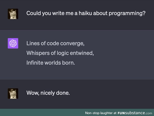 And now, a haiku on programming